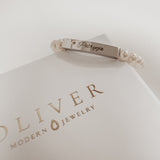 Engravable Pearl ~ Silver Bracelet