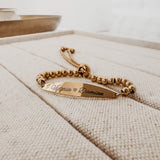 Engravable Beaded Bar ~ Gold Bracelet