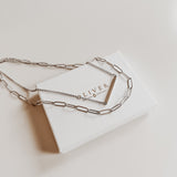 Engravable Paperclip Layered Bar ~ Silver Necklace