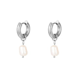 Simple Pearls ~ Silver Earrings