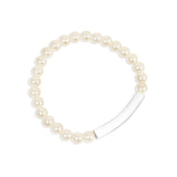 Engravable Pearl ~ Silver Bracelet