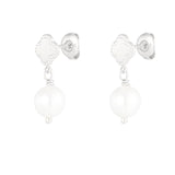 Clover Pearl ~ Silver Earrings