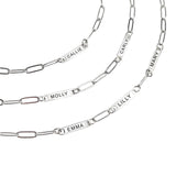 Engravable Paperclip 3 Bar ~ Silver Necklace