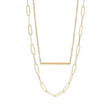 Engravable Paperclip Layered Bar ~ Gold Necklace