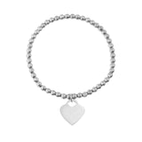 Engravable Beaded Heart ~ Silver Bracelet