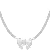 Bow Statement ~ Silver Necklace