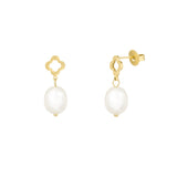 Clover Pearls ~ Gold Earrings